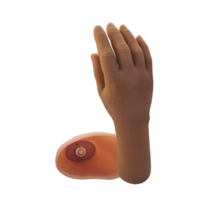 Mão cosmética de silicone com rosca externa de fixação